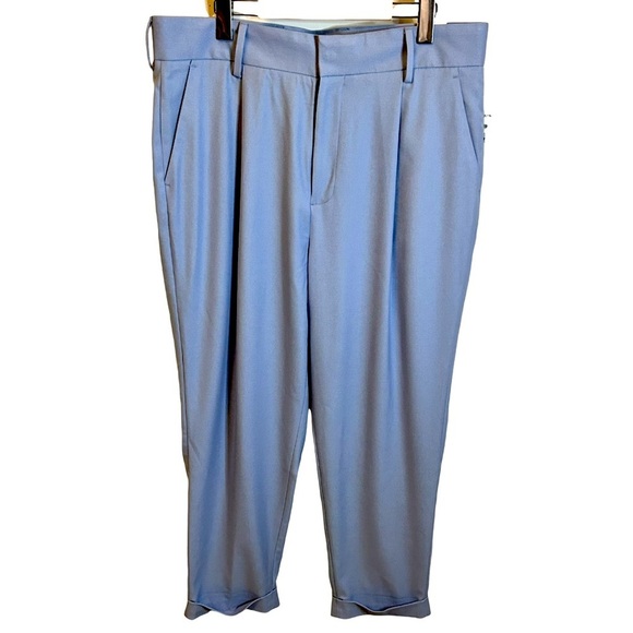 Open Edit | NWT Blue Eventide Pleated Cropped Trouser | Size 36W - Picture 1 of 14